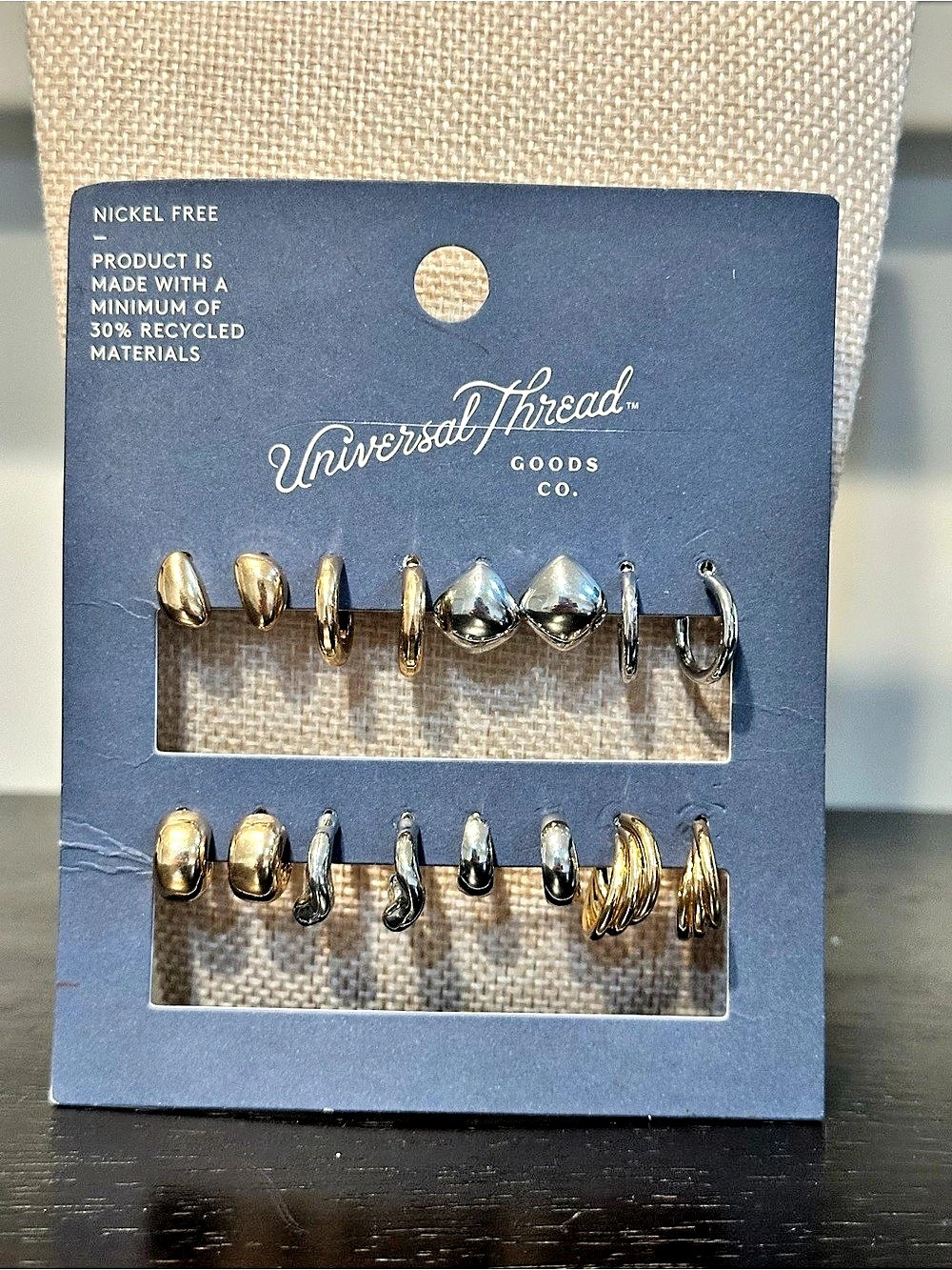 Universal Thread 8pk Earring Set Mixed Metal Hoops & Studs NWT